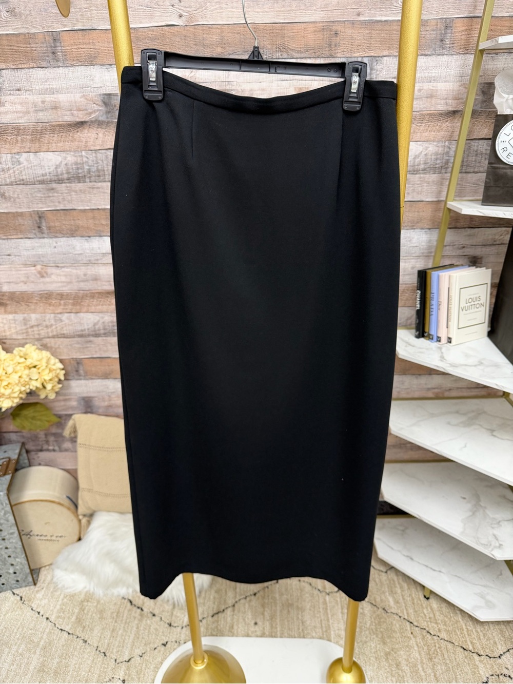 Liz Claiborne Black Pencil Midi Skirt